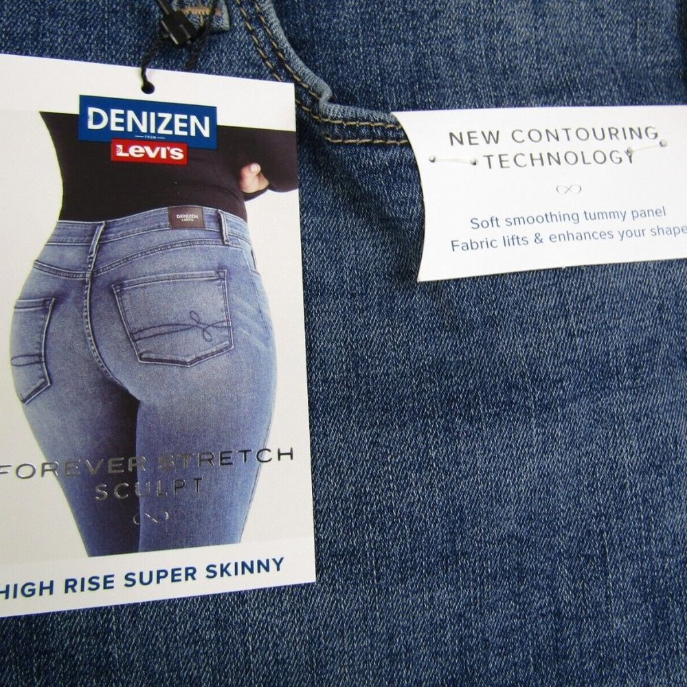 Denizen Levi's Womens High Rise Super Skinny Distressed Jeans Blue 14 W32 NEW - Picture 4 of 6